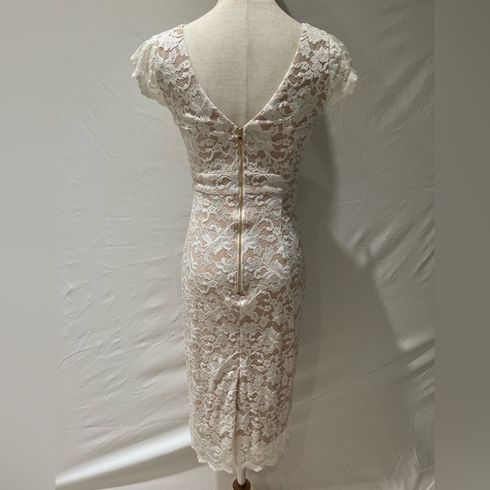 White Lace ABS Allen Schwartz Dress. Pre-owned. Size small - Picture 6 of 7